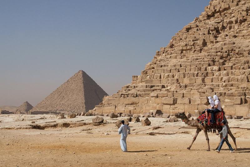A camel ride past the Pyramids of Giza